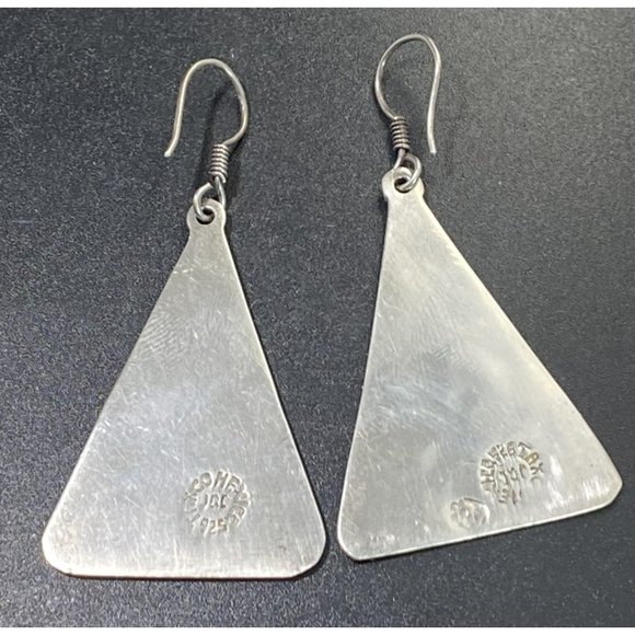 Taxco Mexico 925 Earrings Turquoise Inlay Man Riding Donkey Artist JGC - Picture 6 of 7